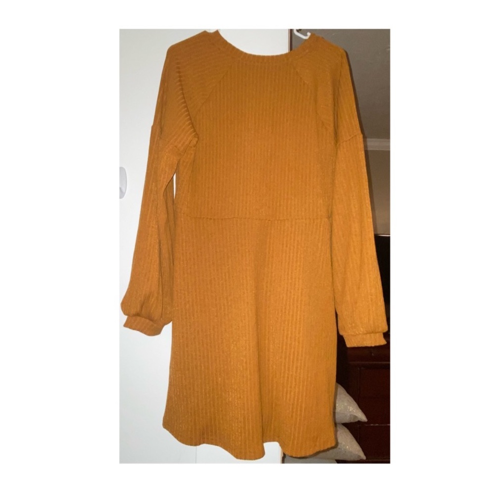 Mustard color boutique sweater dress.